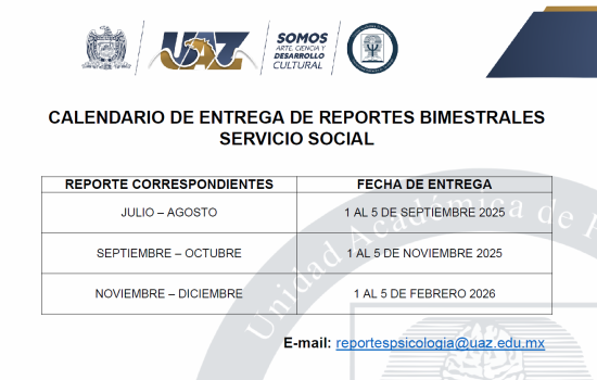 calendario de entrega de reportes servicio social 2025